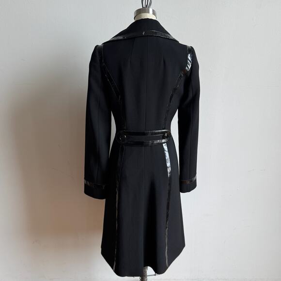 Vintage DOLCE & GABBANA Wool Double Breasted Trench Coat w/ Patent Leather Trim - Picture 3 of 11